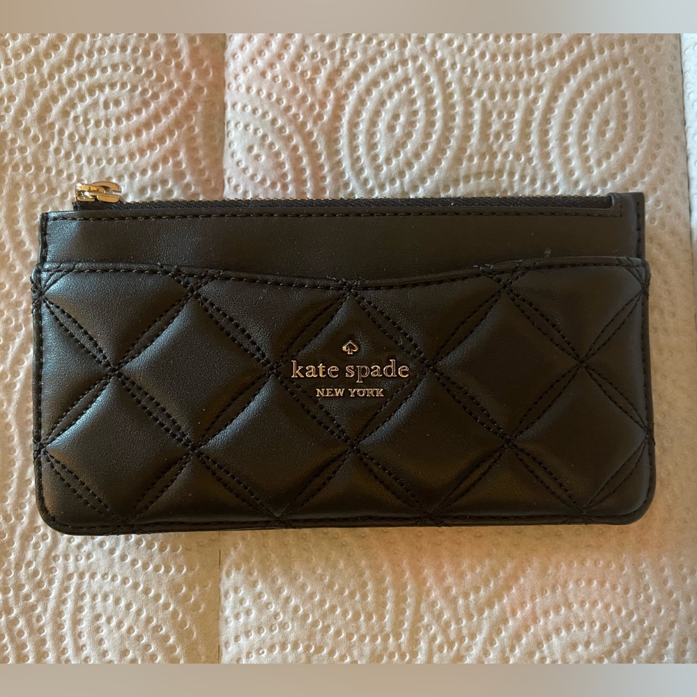Kate Spade Black Quilted Card Wallet